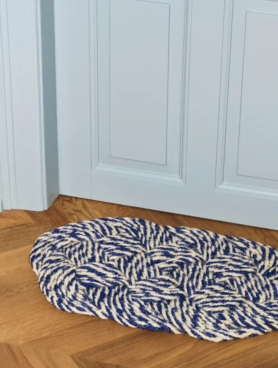 Felpudo Coco 40x80 cm, Swirl blue-off white