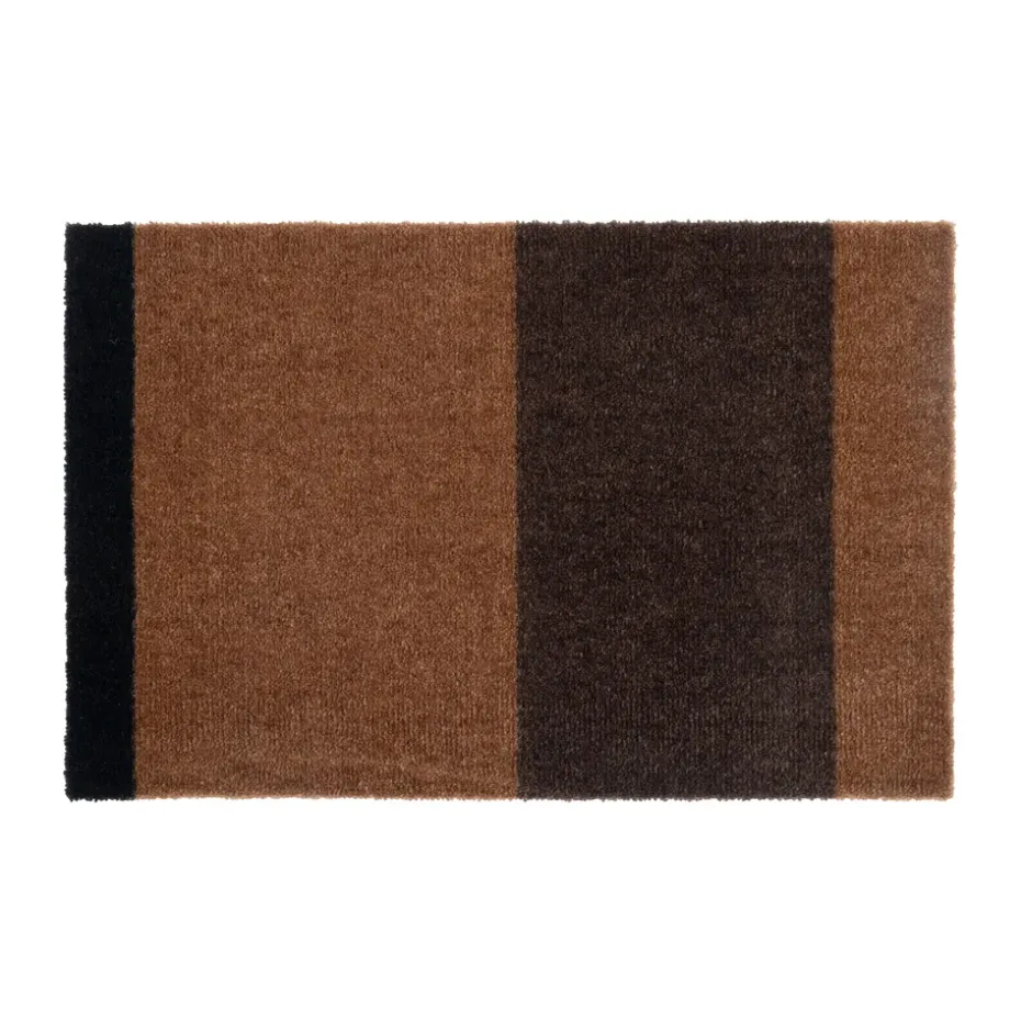 Felpudo Stripes horizontal, Cognac-dark brown-black, 40x60 cm