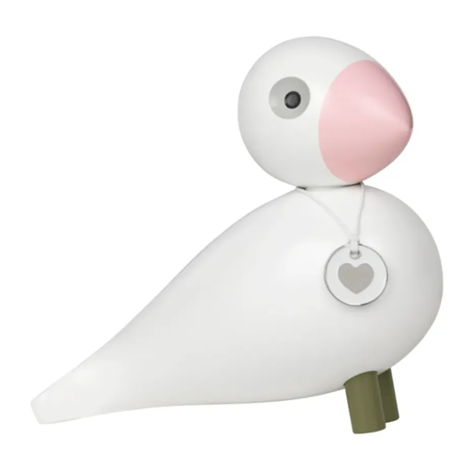 Figura Kay Bojesen pájaro cantor Love, Blanco-rosa