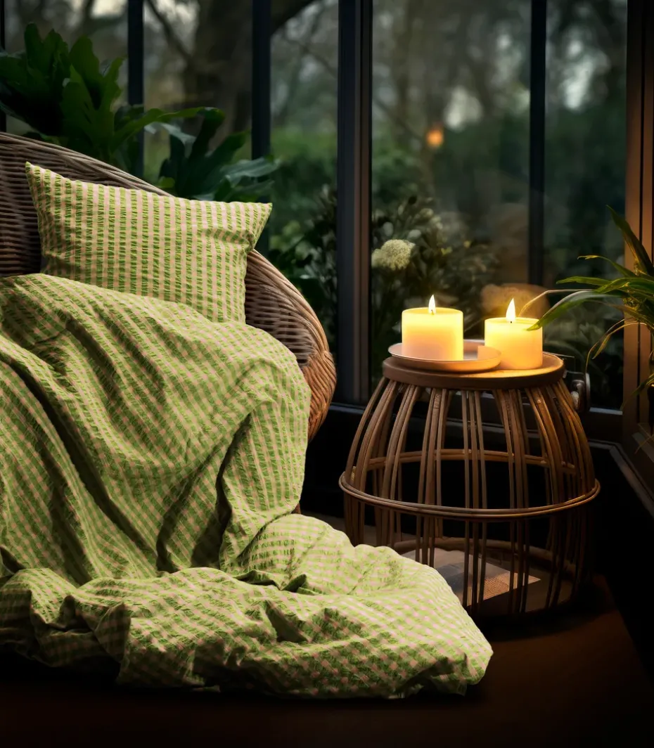 Funda de almohada Bæk&Bølge 50x60 cm, Verde-rosa claro