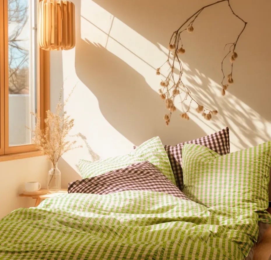 Funda de almohada Bæk&Bølge 50x60 cm, Verde-rosa claro