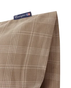Funda de almohada Checked Pinpoint Oxford 50x60 cm, Brown