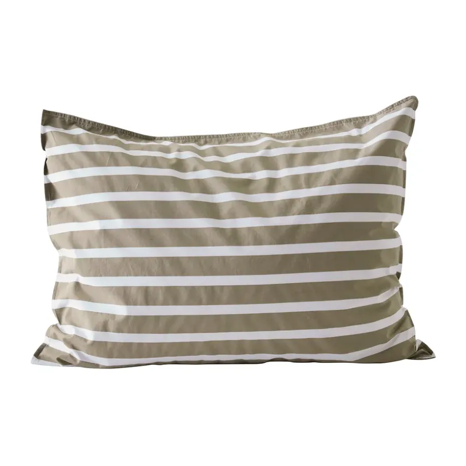 Funda de almohada de algodón a rayas Tell Me More, Olive, 50x60 cm