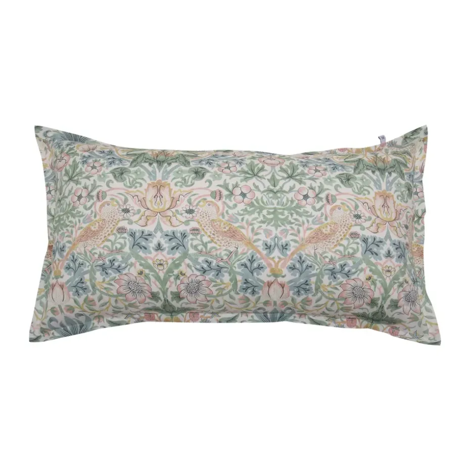 Funda de almohada Morris & Co. Strawberry Thief, Verde, 50x90 cm