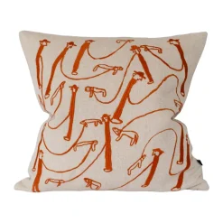 Funda de cojín Dog walk 48x48 cm, Natur-orange