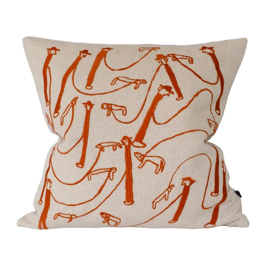 Funda de cojín Dog walk 48x48 cm, Natur-orange