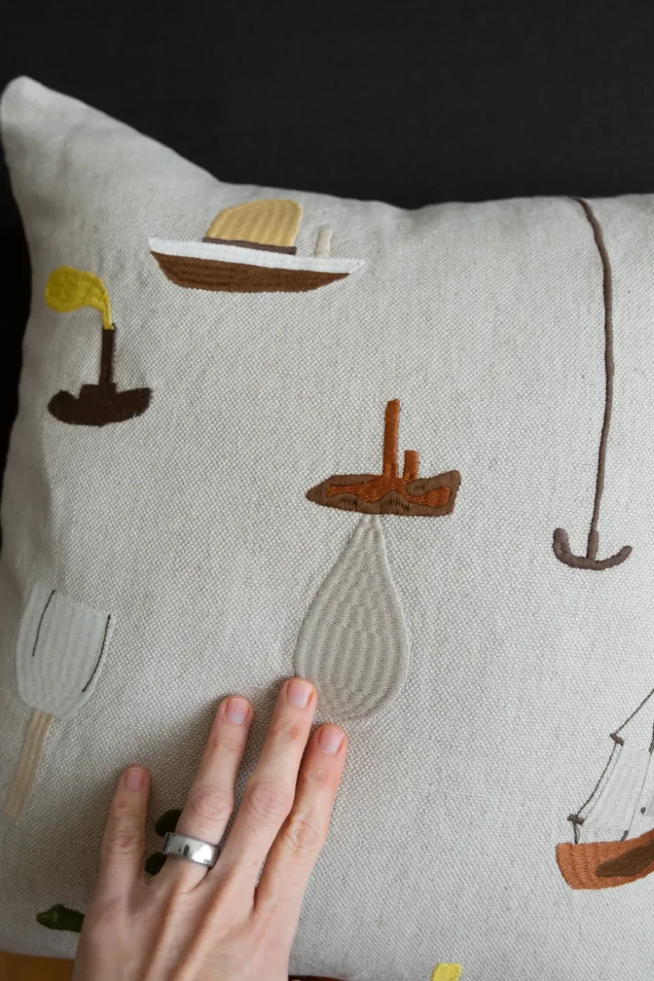 Funda de cojín Sail With Me 48x48 cm, gris