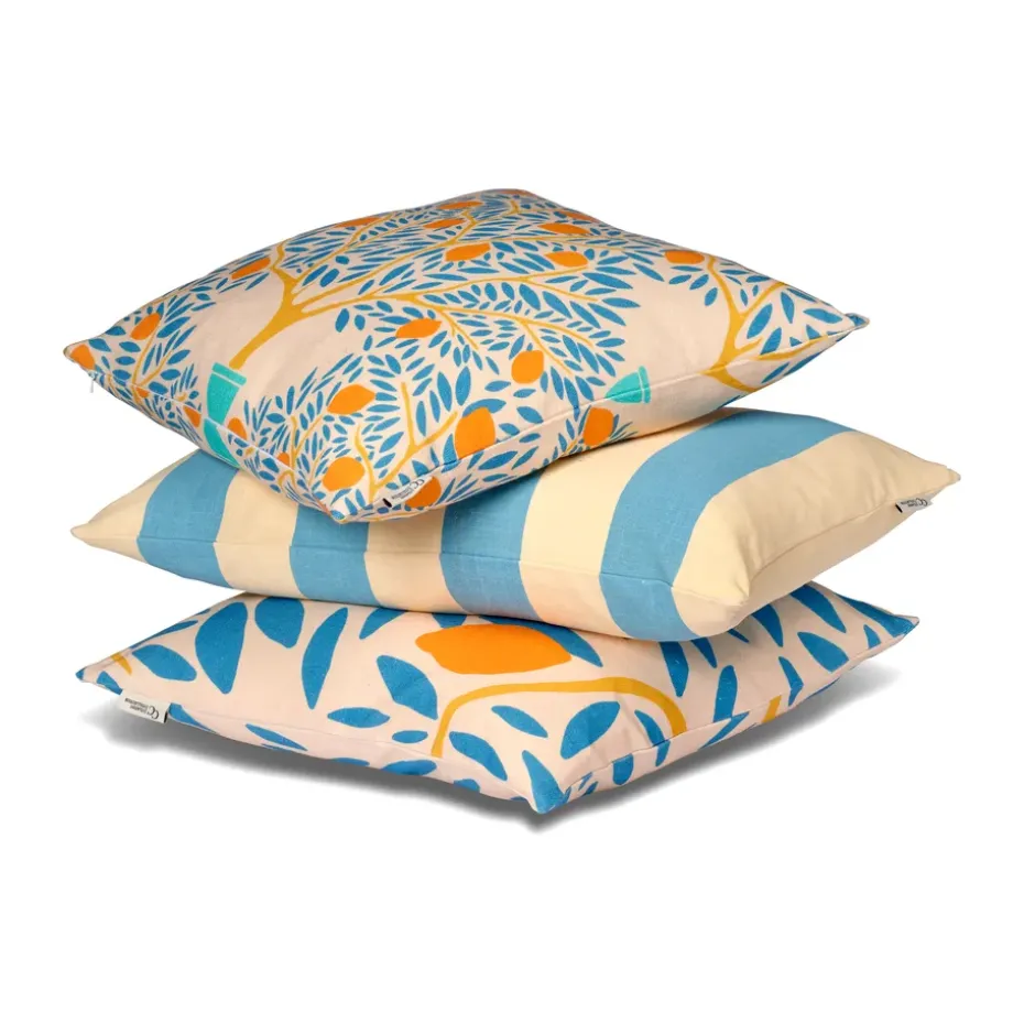 Funda de cojín Sunny citrus 50x50 cm, Azul