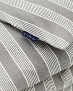 Funda nórdica de lyocell y algodón Striped 220x220 cm, Gray/Off White