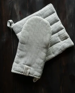 Guante de horno Ernst a rayas, Salvia-blanco