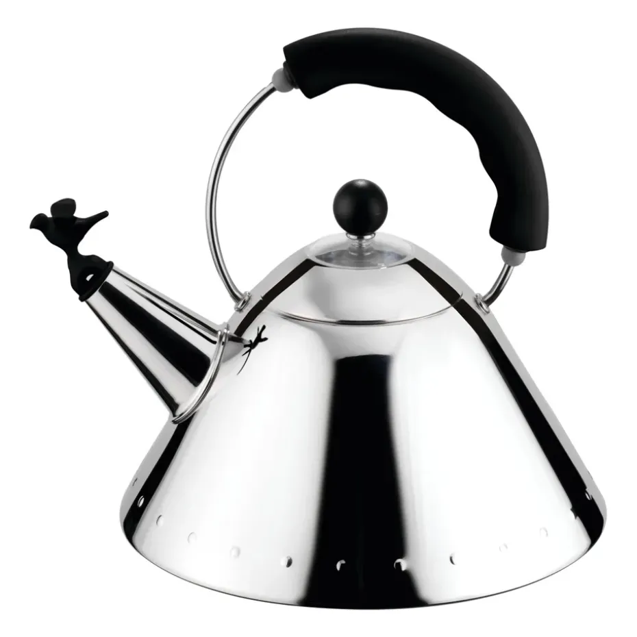Hervidor de agua Alessi 9093, negro-pájaro