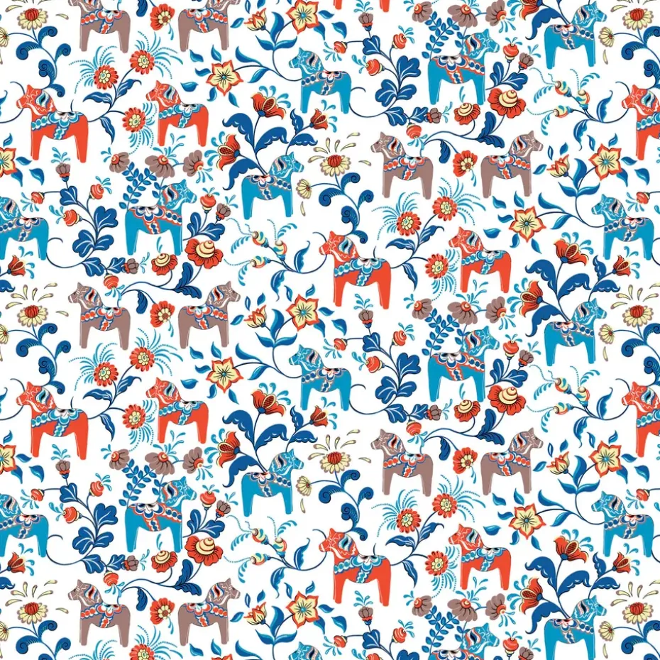 Hule Leksand, azul-naranja