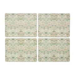 Individual Strawberry Thief 30x40 cm, 4 unidades, Green