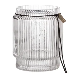 Jarrón de vidrio transparente Ernst acanalado, Ø12,7 cm