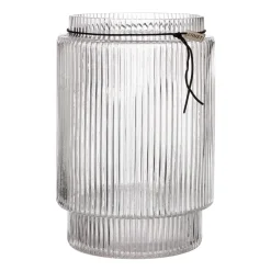Jarrón de vidrio transparente Ernst acanalado, Ø19,5 cm x h28 cm