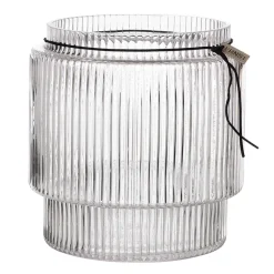 Jarrón de vidrio transparente Ernst acanalado, Ø19,5 cm x h20 cm