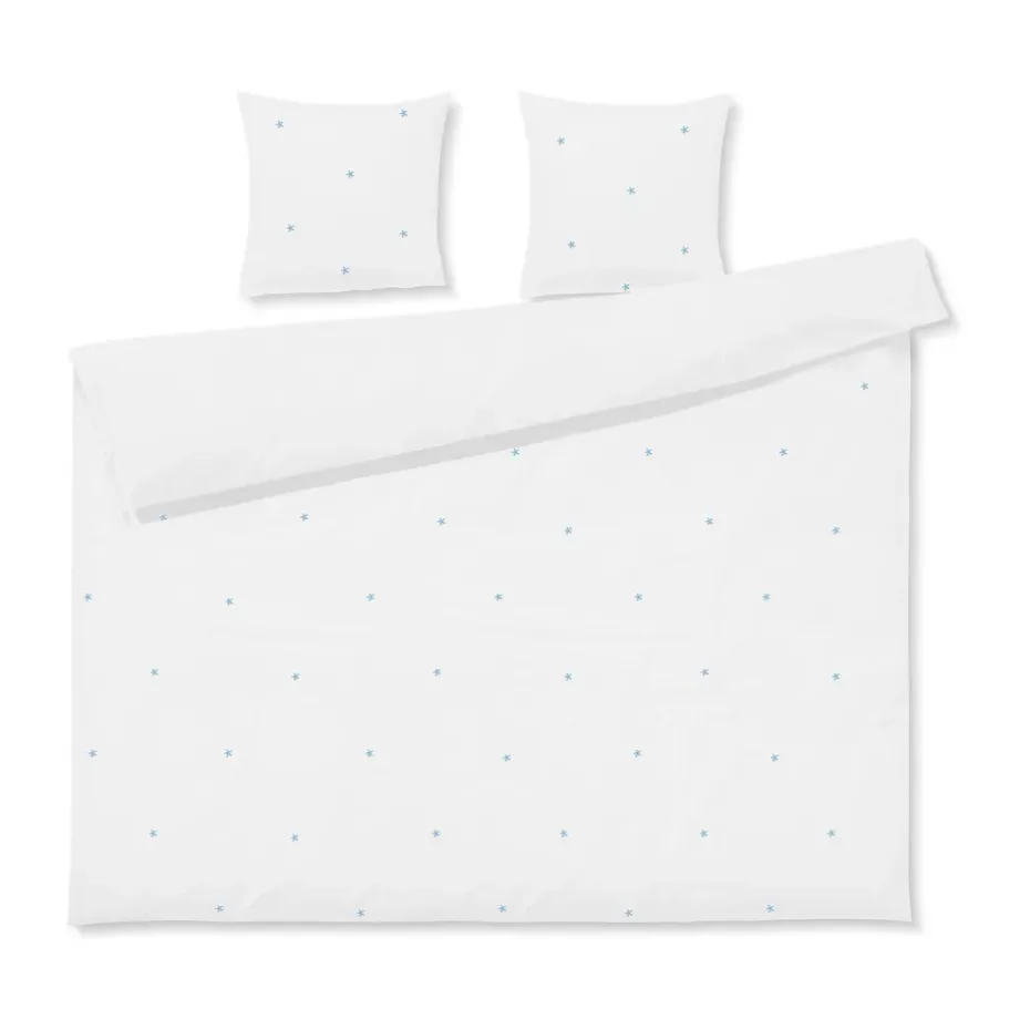 Juego de cama Daisy 220x220 cm, Blanco-azul claro