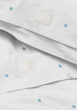 Juego de cama Daisy 220x220 cm, Blanco-azul claro