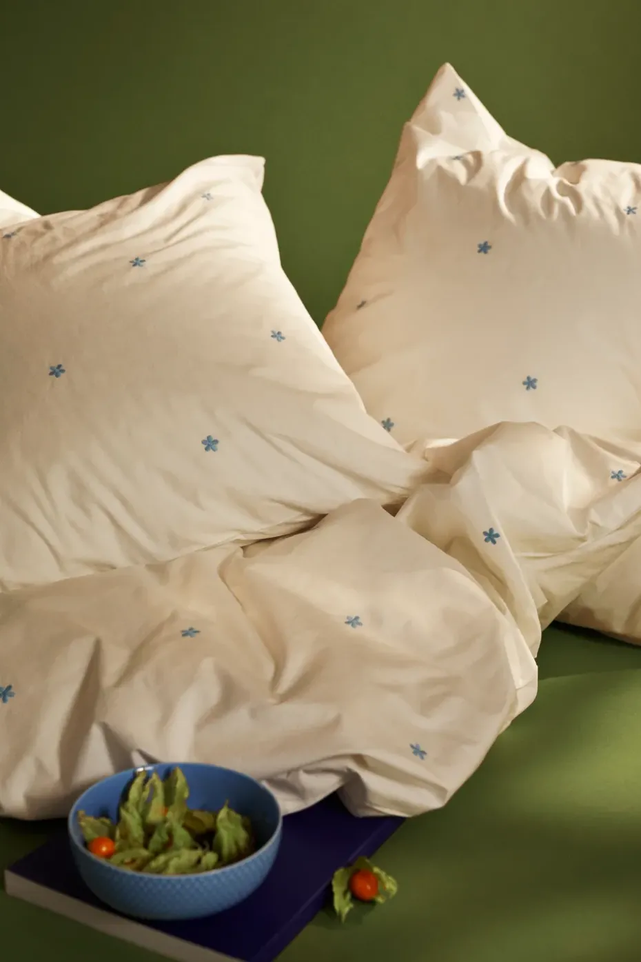 Juego de cama Daisy 220x220 cm, Blanco-azul claro