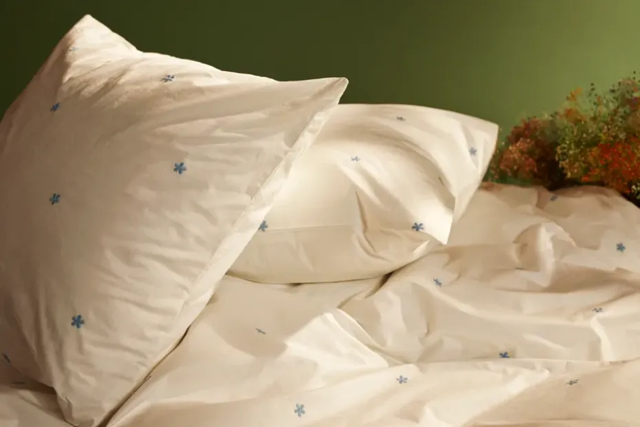 Juego de cama Daisy 220x220 cm, Blanco-azul claro