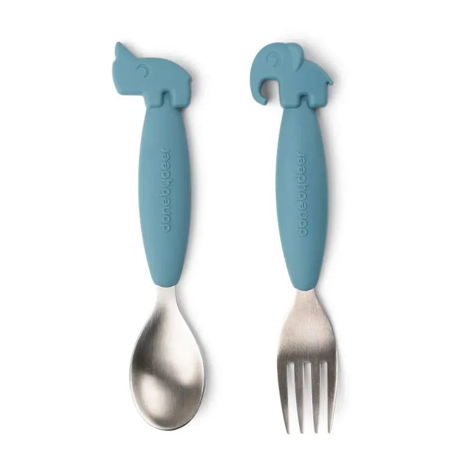 Juego de cubiertos Deer Friends Easy-grip 2 piezas, Blue
