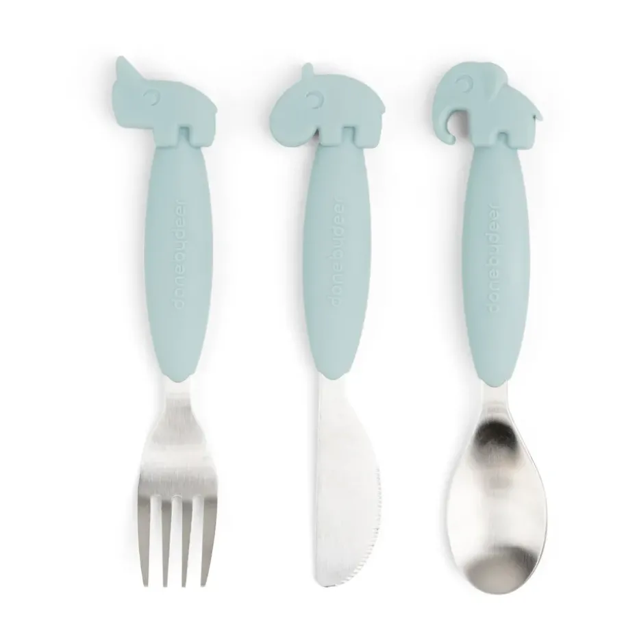 Juego de cubiertos Deer Friends Easy-grip 3 piezas, Blue