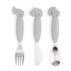 Juego de cubiertos Deer Friends Easy-grip 3 piezas, Grey