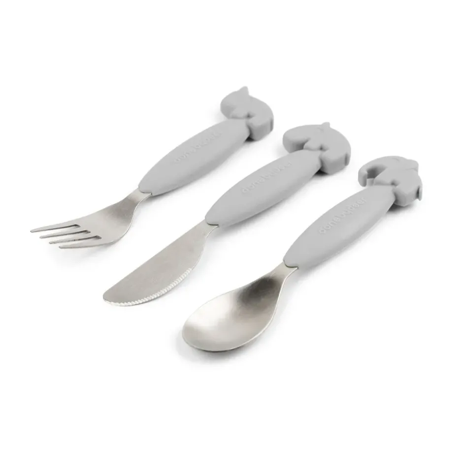 Juego de cubiertos Deer Friends Easy-grip 3 piezas, Grey