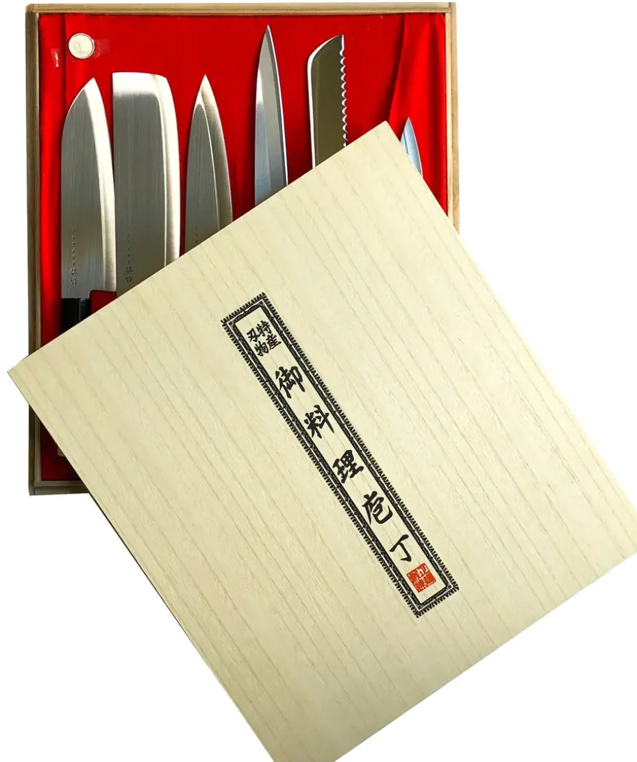Juego de cuchillos en caja 35x38 cm, 6 piezas
