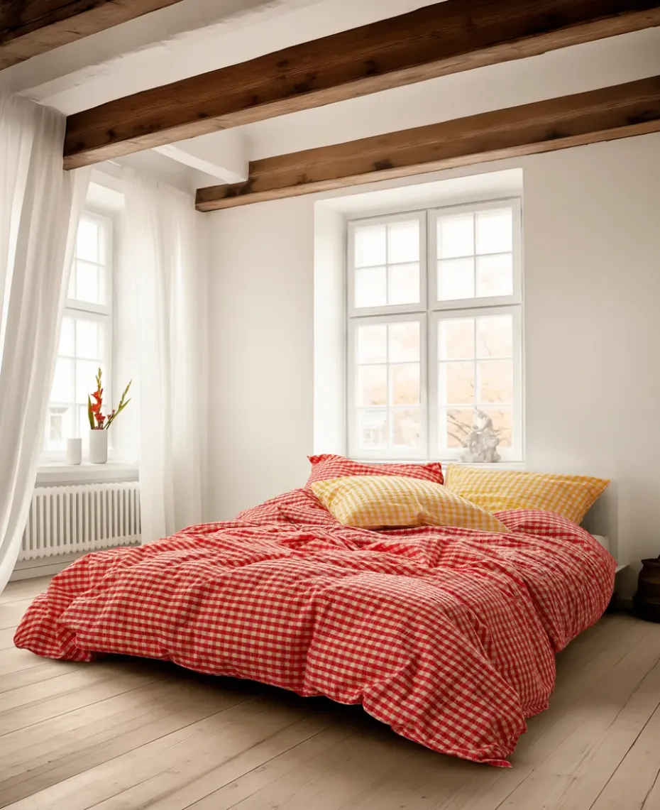 Juego de funda nórdica Bæk&Bølge 220x220 cm, Rojo-amarillo