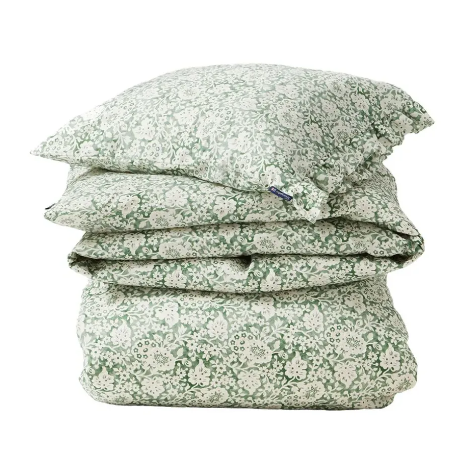 Juego de funda nórdica Green Floral Printed Cotton Sateen, 50x60 cm, 220x220 cm