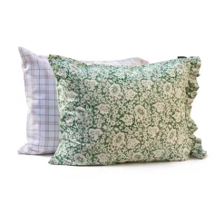 Juego de funda nórdica Green Floral Printed Cotton Sateen, 50x60 cm, 220x220 cm