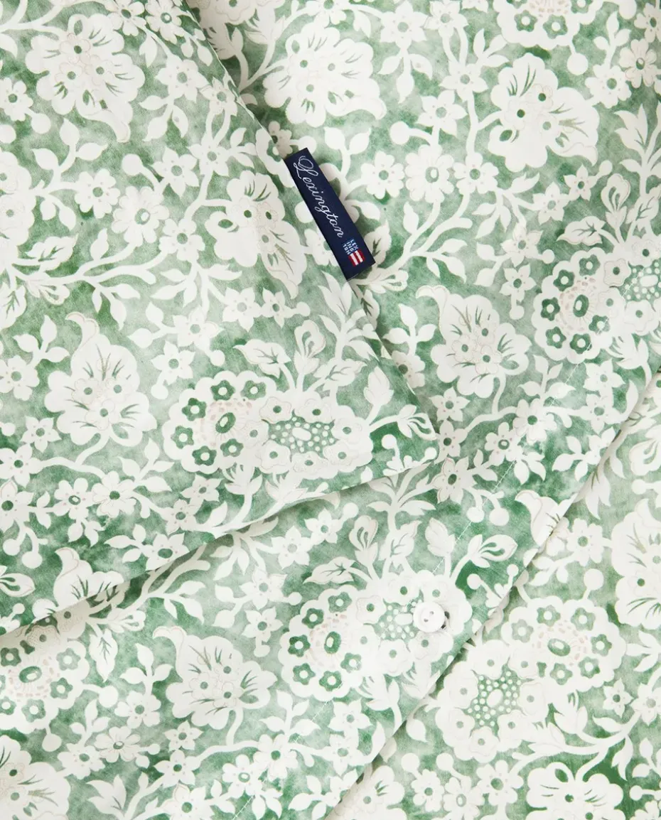 Juego de funda nórdica Green Floral Printed Cotton Sateen, 50x60 cm, 220x220 cm