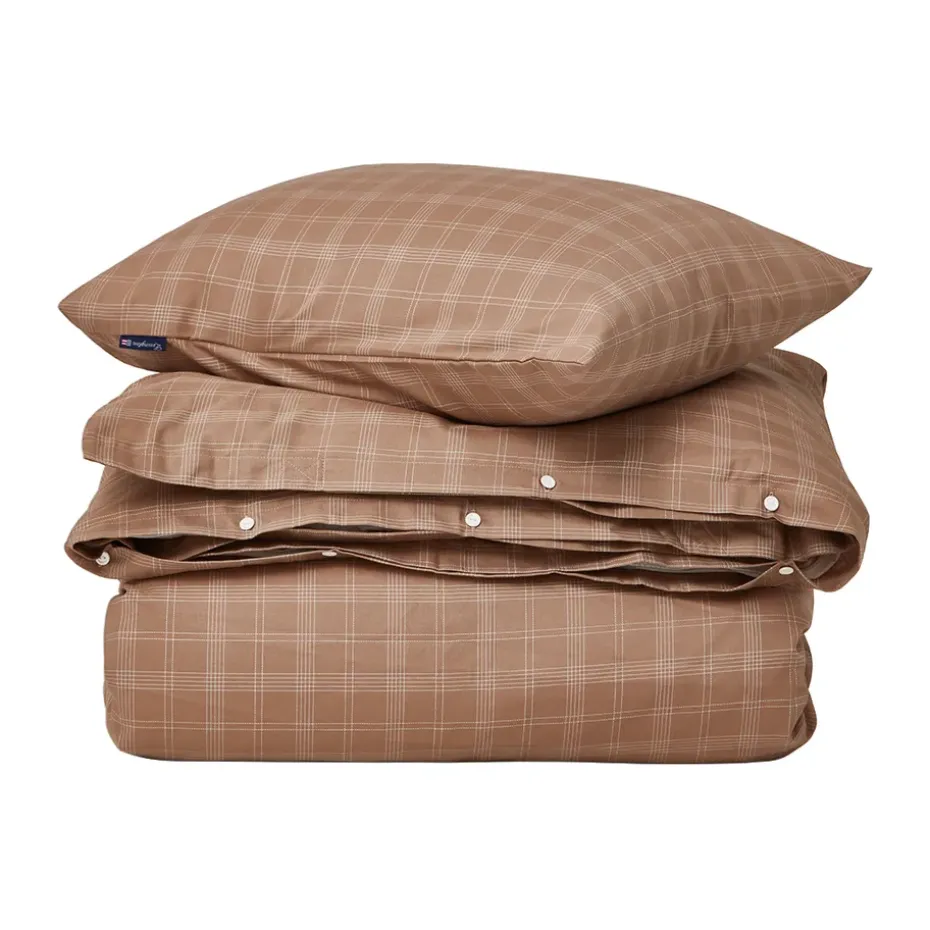 Juego de sábanas Checked Pin Point Oxford 220x220 cm, Brown