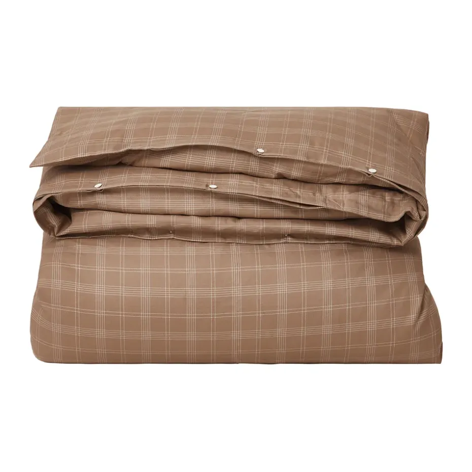Juego de sábanas Checked Pin Point Oxford 220x220 cm, Brown