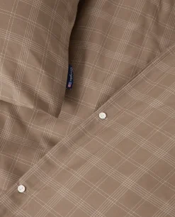 Juego de sábanas Checked Pin Point Oxford 220x220 cm, Brown