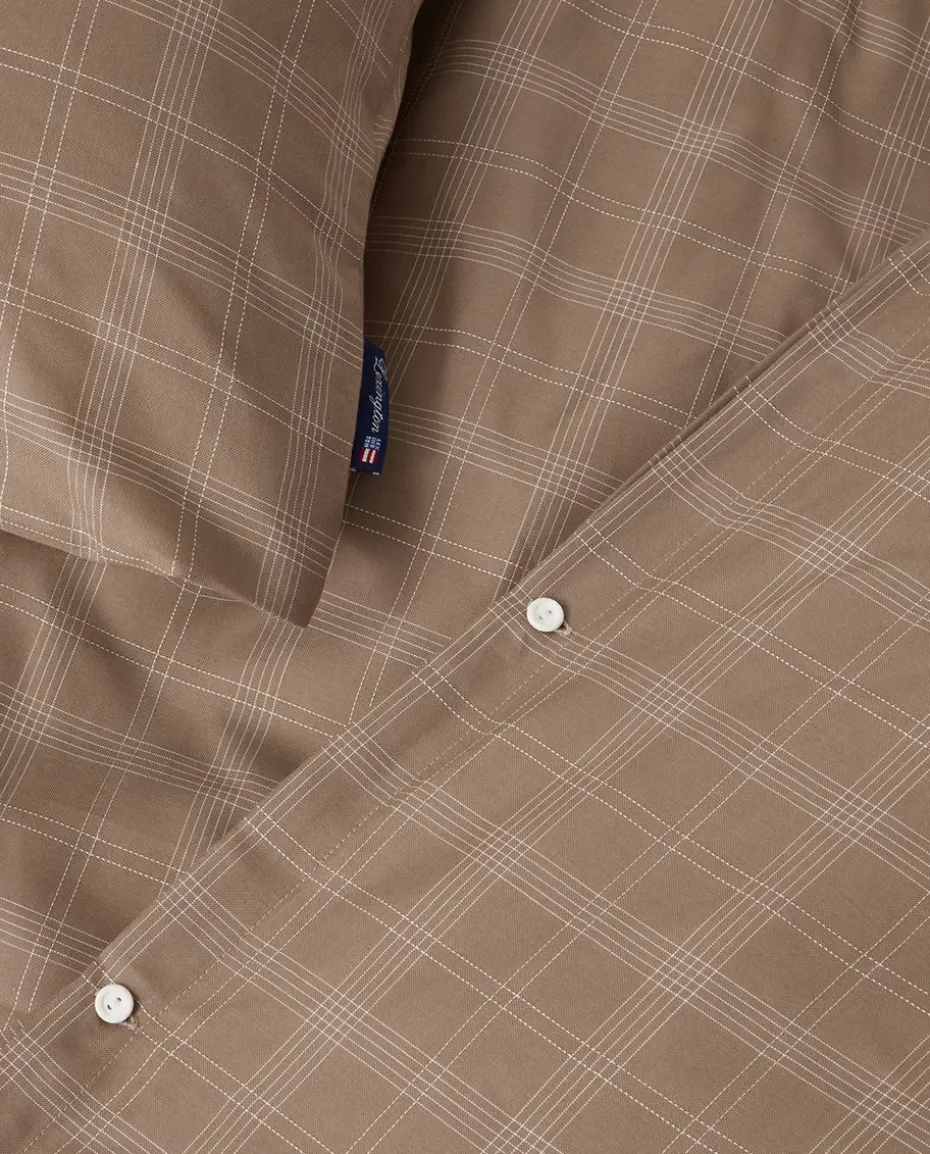 Juego de sábanas Checked Pin Point Oxford 220x220 cm, Brown