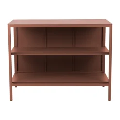 Kelia cocina de exterior con banco y estantes, Zin red, 121x91x64 cm