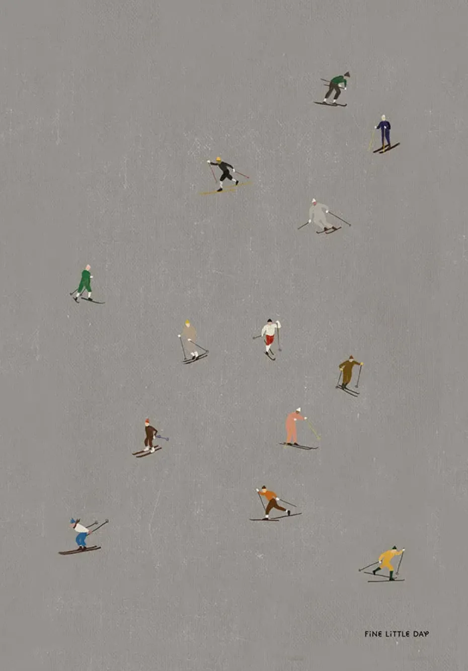 Lámina Skiers 50x70 cm, gris