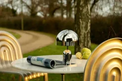 Lámpara de mesa Bell Portable LED 28 cm, Plateado