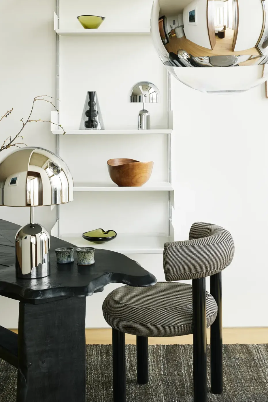Lámpara de mesa Bell Portable LED 28 cm, Plateado
