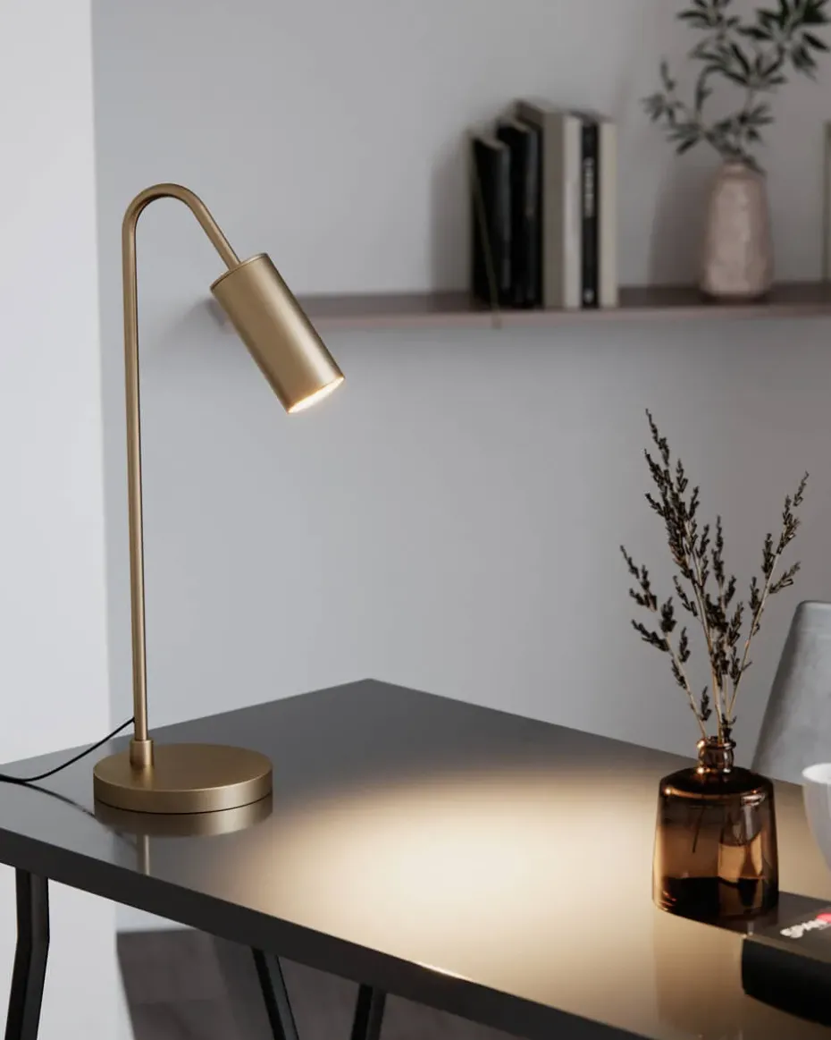 Lámpara de mesa Curve 51 cm, Dorado mate