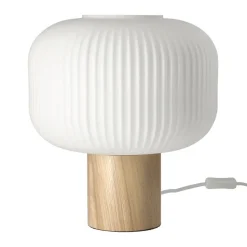 Lámpara de mesa Fair 34,5 cm, Vidrio escarchado-fresno