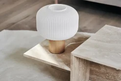 Lámpara de mesa Fair 34,5 cm, Vidrio escarchado-fresno