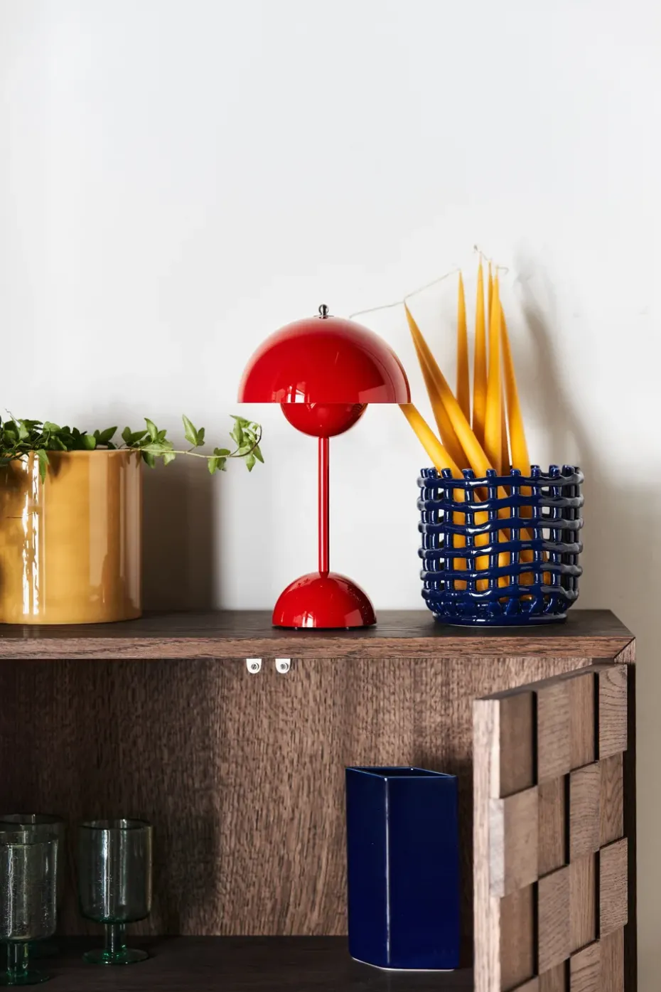 Lámpara de mesa Flowerpot portable VP9, Vermilion red