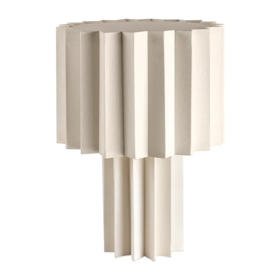Lámpara de mesa Plissé textil, Blanco