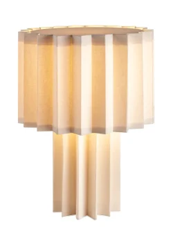 Lámpara de mesa Plissé textil, Blanco