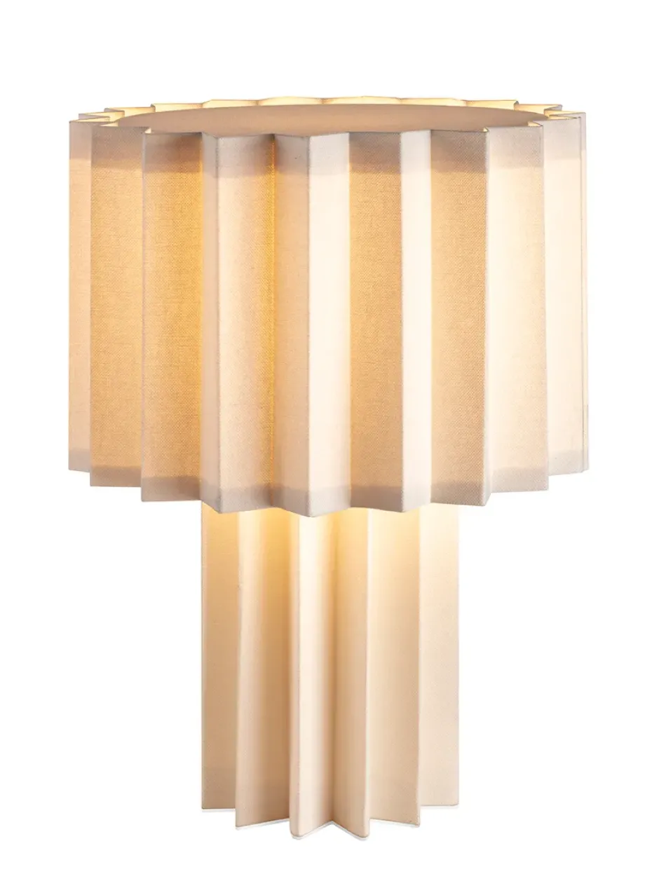 Lámpara de mesa Plissé textil, Blanco