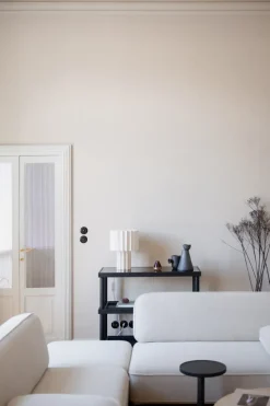 Lámpara de mesa Plissé textil, Blanco