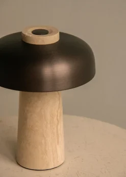 Lámpara de mesa portátil Reverse 24,5 cm, Travertine-bronzed aluminium